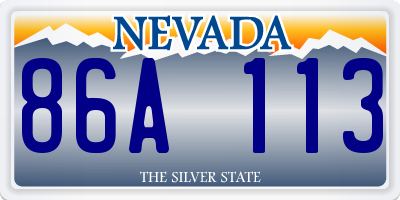 NV license plate 86A113