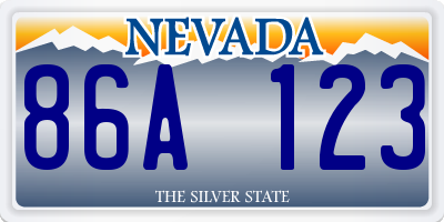 NV license plate 86A123