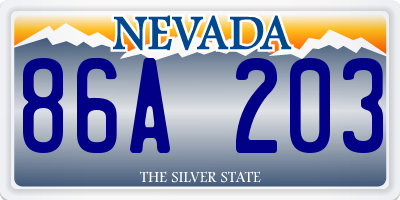 NV license plate 86A203