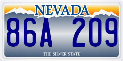 NV license plate 86A209