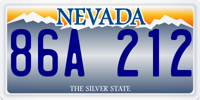 NV license plate 86A212