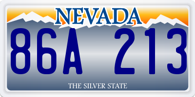 NV license plate 86A213