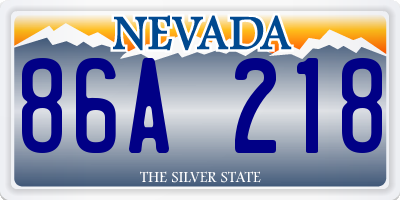 NV license plate 86A218