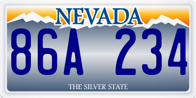NV license plate 86A234