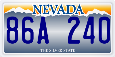 NV license plate 86A240