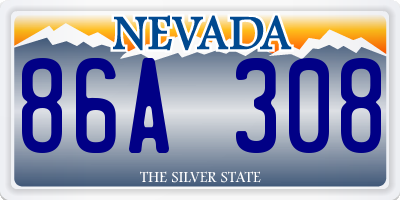 NV license plate 86A308