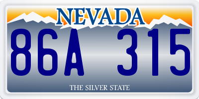 NV license plate 86A315