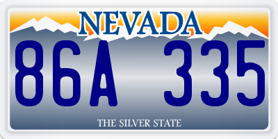 NV license plate 86A335