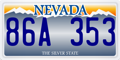 NV license plate 86A353