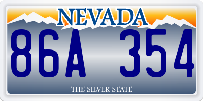 NV license plate 86A354