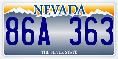 NV license plate 86A363