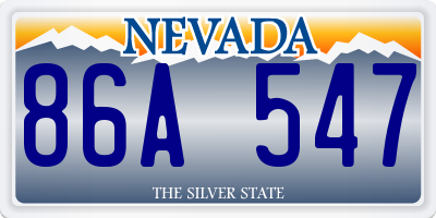 NV license plate 86A547