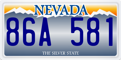 NV license plate 86A581
