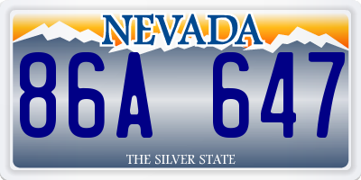 NV license plate 86A647