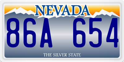 NV license plate 86A654