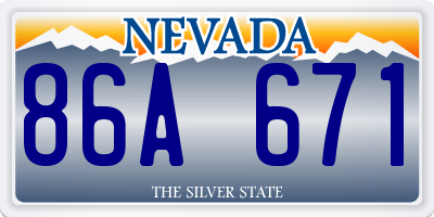 NV license plate 86A671