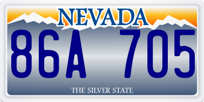 NV license plate 86A705