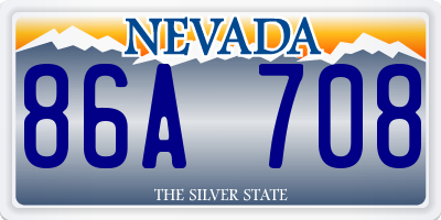 NV license plate 86A708