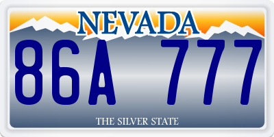 NV license plate 86A777