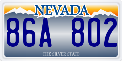 NV license plate 86A802