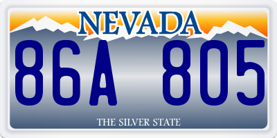NV license plate 86A805