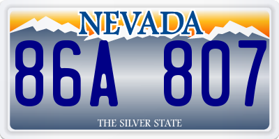 NV license plate 86A807