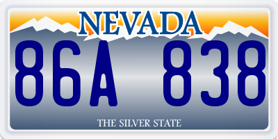 NV license plate 86A838