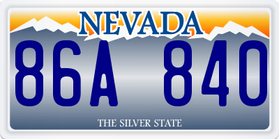 NV license plate 86A840