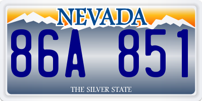 NV license plate 86A851