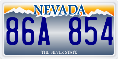 NV license plate 86A854
