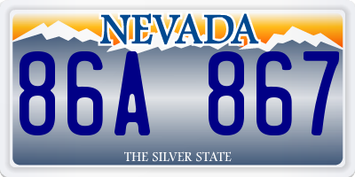 NV license plate 86A867