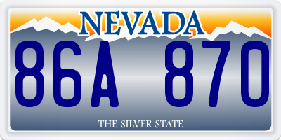 NV license plate 86A870