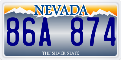 NV license plate 86A874