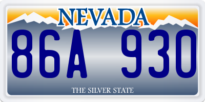 NV license plate 86A930