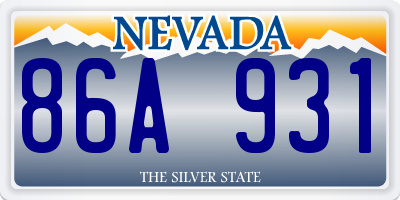 NV license plate 86A931