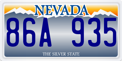 NV license plate 86A935