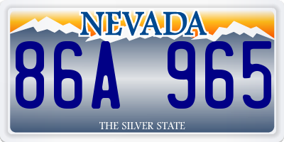 NV license plate 86A965