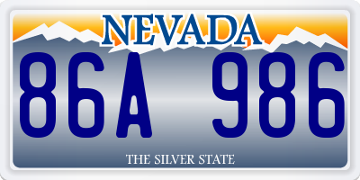 NV license plate 86A986