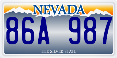 NV license plate 86A987