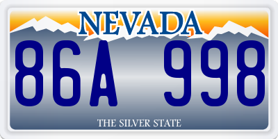 NV license plate 86A998