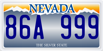 NV license plate 86A999