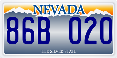 NV license plate 86B020