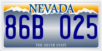 NV license plate 86B025