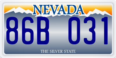 NV license plate 86B031