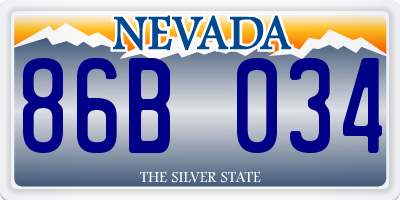 NV license plate 86B034