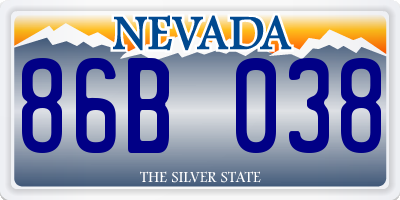 NV license plate 86B038