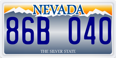 NV license plate 86B040