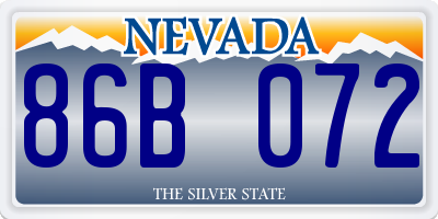 NV license plate 86B072