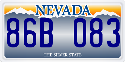 NV license plate 86B083