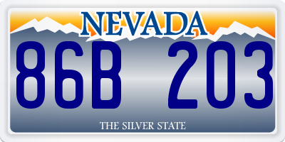 NV license plate 86B203